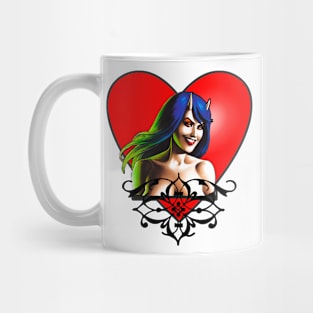 temptation girl with heart and horns Mug